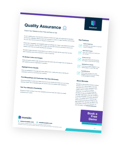 Quality Assurance Data Sheet