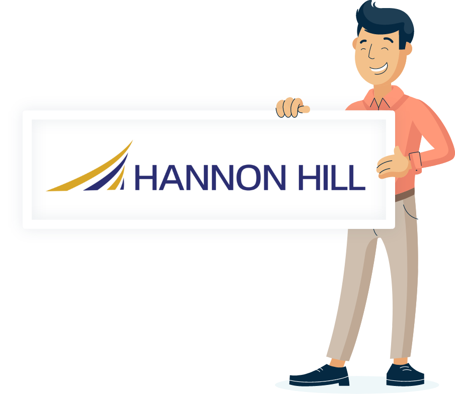  Illustration of Monsido staff holding a Hannon Hill poster