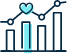 Illustration of a bar chart and a line chart with a blue heart.